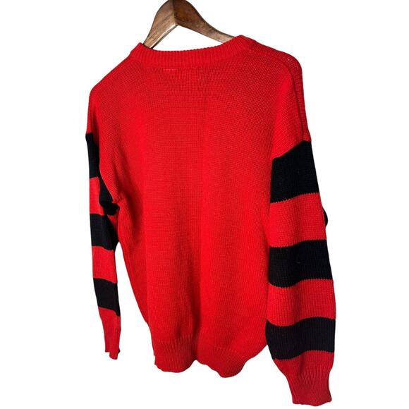 Vintage Walt Disney MICKEY &‎ CO. Red Black Striped Mickey Mouse Sweater Sz S - Picture 3 of 4